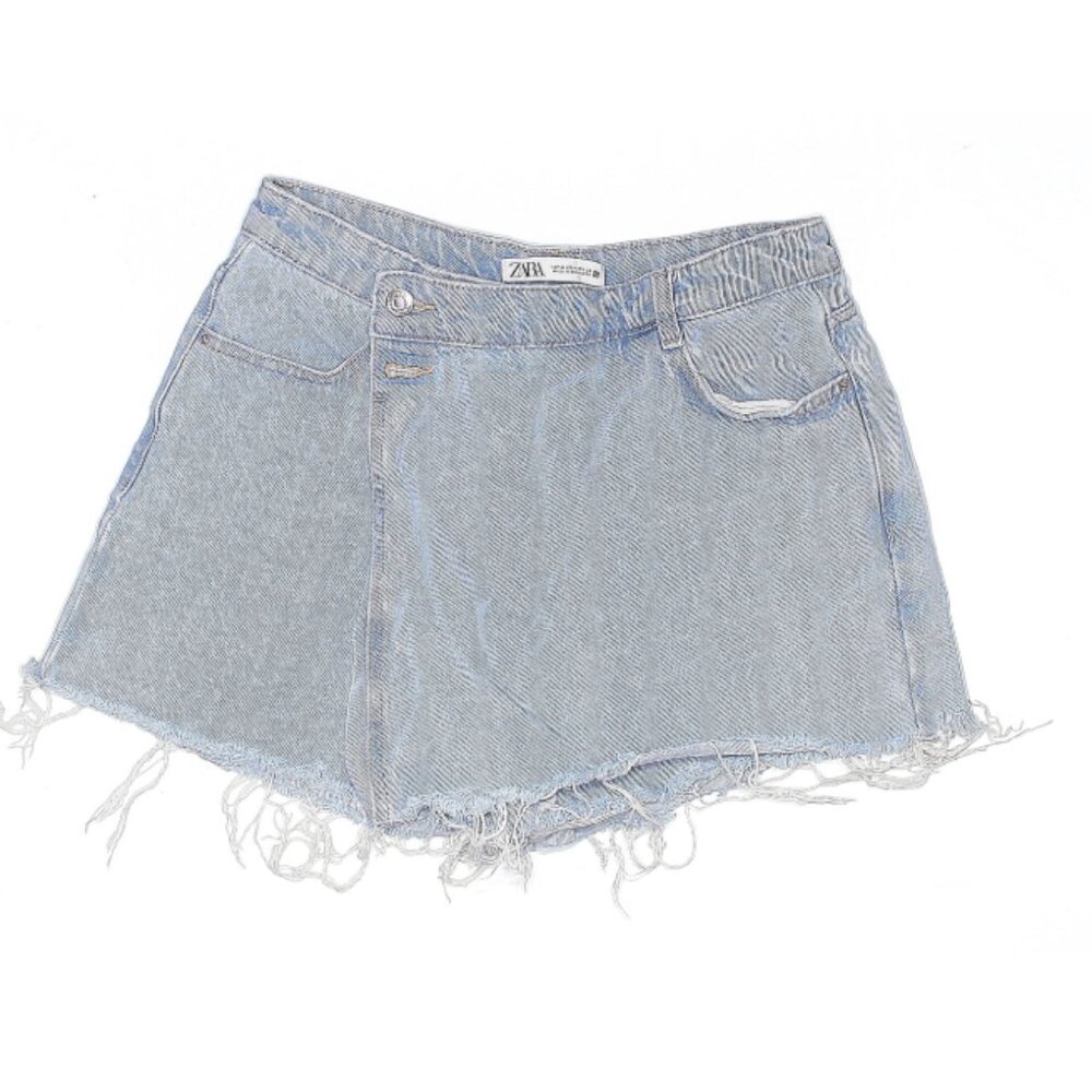 Zara Light Blue Distressed Denim Skort